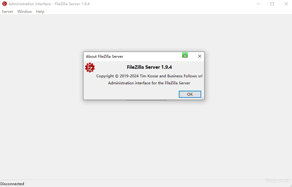FileZilla Server — στιγμιότυπο οθόνης 2
